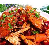 Saute crab in hot spicy sauce (without shell)