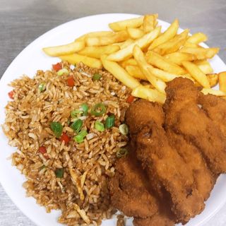 Mostro, patatas fritas y bebida (33 cl.)