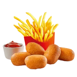 Croquetas De Pollo (4 Uds.) + Patatas Fritas Y Salsa