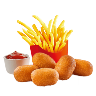 Croquetas De Pollo (4 Uds.) + Patatas Fritas Y Salsa