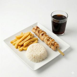 Menú Pincho De Pollo, Patatas, Arroz, Lata