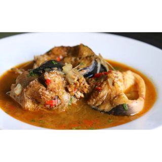 Full Catfish Peppersoup With Boiled Yam