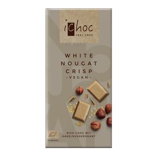 Ichoc czekolada biała nugatowa z orzechami laskowymi (na napoju ryżowym) BIO 80 g - VIVANI