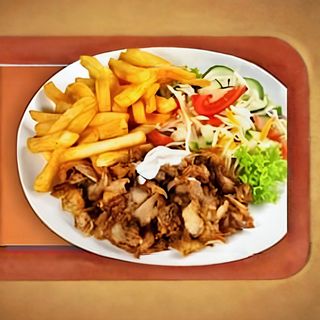 Doner Kebap na talerzu - duża porcja