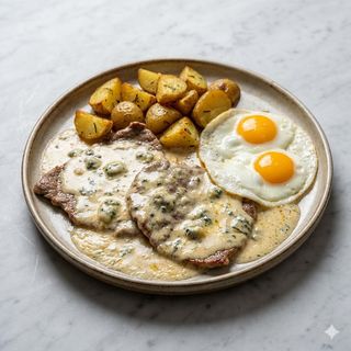Plato De Escalopín De Ternera Al Cabrales