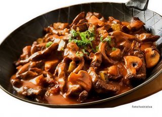 Ternera con champiñones