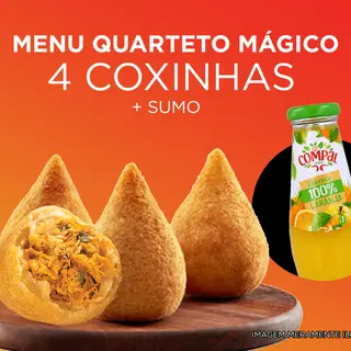 Menu Quarteto Fantástico - 4 Coxinhas + Sumo