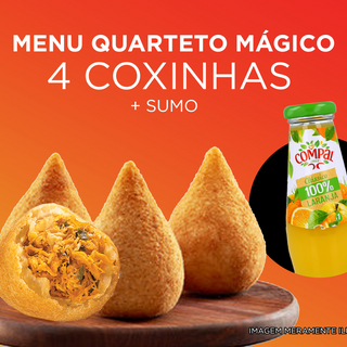 Menu Quarteto Fantástico - 4 Coxinhas + Sumo