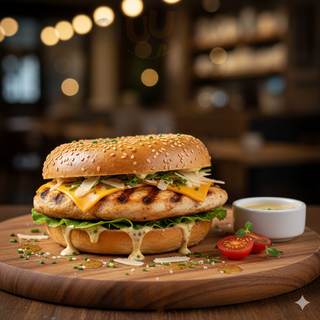 Bajgiel z grillowanym kurczakiem