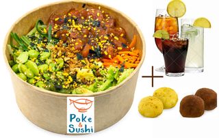 Combo Bowl De Salmón + Bebida + Postre 