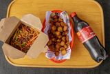 Stir fried Spaghetti + a side + drink