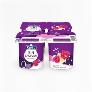 Yogur Desnatado Frambuesa sin Lactosa Kaiku Pack 4x125 Gr.