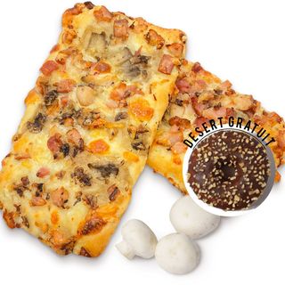 Pizza pontino cu pui și ciuperci 5 felii + 1 desert gratuit