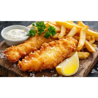 Fish stew + veg served with chips