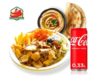 Zestaw Talerz Kebab + Coca-Cola 330ml + Hummus z Pitą