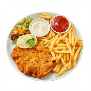 Escalope De Ternera, Papas Y Arroz