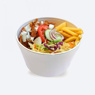 Kebab box mega 1000 ml ,frytki,250 g mięso kebab,surówka,sos