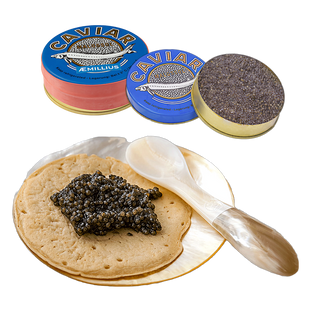 AEmllius хайвер от руска есетра GUE (250г) с пакет блини (5бр в пакет)