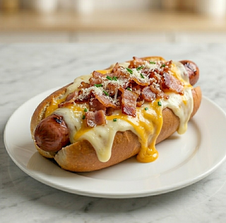 Hot Dog Con Queso Y Bacon (XL)