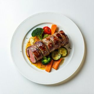 Rotolo di vitello arrosto con contorno