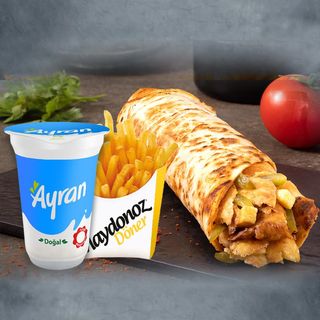 Chicken doner roll medium + French fries + small ayran