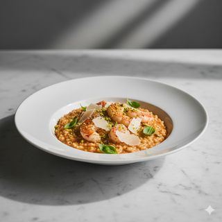 Risotto con polpa di scampi, provola affumicata