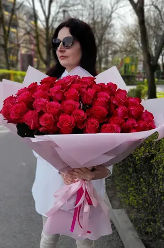 Bukiet różowa róża 60-80 cm,25szt