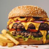 Double Beef Burger with fries