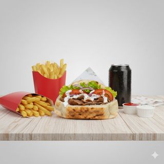 Menù pita kebab e patatine e bibita 33 cl