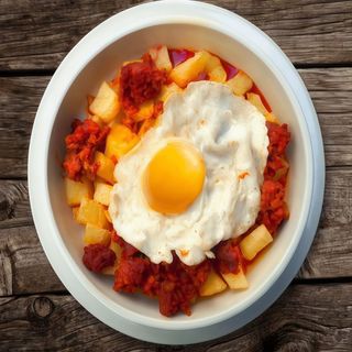 Huevos Rotos Con Chistorra Y Pimientos