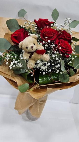Bouquet 5 Rosas com Ursinho