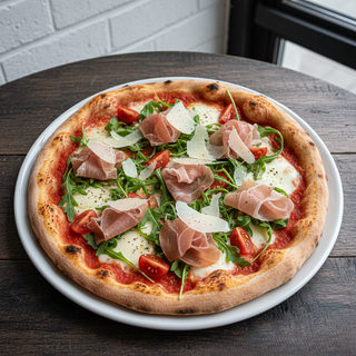 Pizza Crudo, rucola, pomodorini e grana Ø32 cm