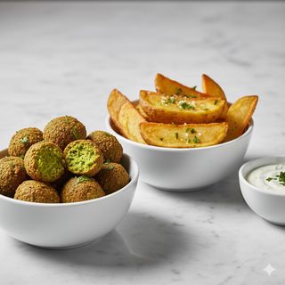 Falafel, Patatas Y Salsa Blanca (6 U)