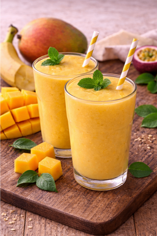 Smoothie owocowe mango-banan-marakuja
