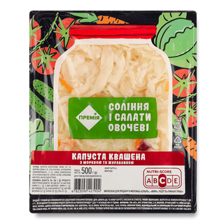 Капуста «Премія» квашена з морквою та журавлиною (500г)