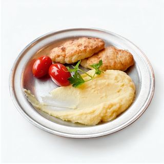 Котлети з лосося та морського окуня з картопляним пюре