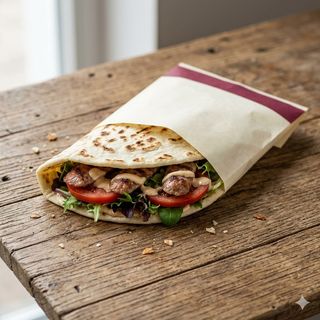 Piadab - salsiccia, pomodoro, insalata e salsa a piacere