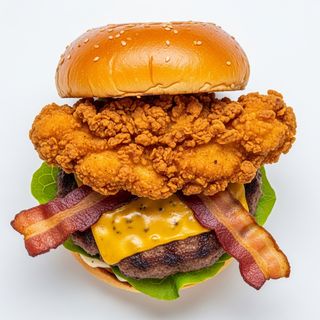 Pollo croccante con lattuga, bacon e cheddar stagionato