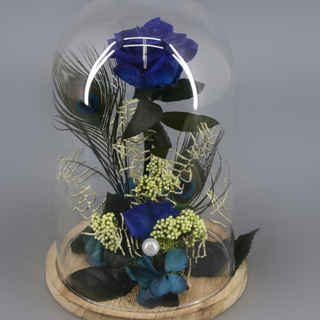 Rosa Preservada en Cúpula "Bella y Bestia" (Azul)