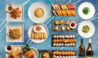 My extra sushi box - 6 harumaki, 1 edamame, 8 tataki salmone