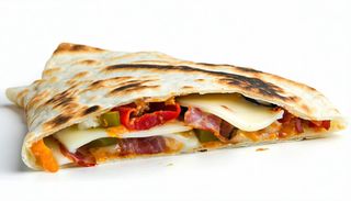 Piadina con pancetta pepata, fontina e peperoni