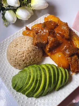 Half beef katogo + rice