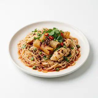 Fideos De Arroz Con Pollo