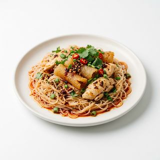 Fideos De Arroz Con Pollo