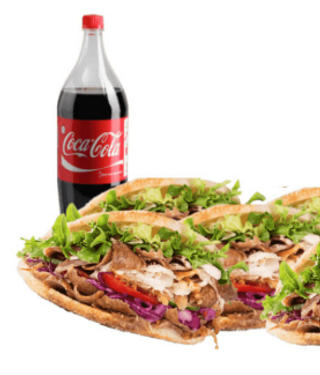 Súper oferta 3 uds. pita kebab + patatas grandes