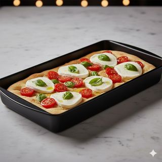 Focaccia caprese in teglia