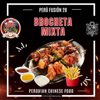 BROCHETAS MIXTA CON PATATAS FRITAS (2 UN)