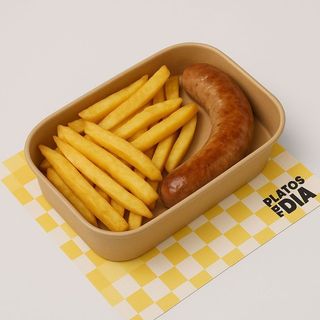 Butifarra de payés con patatas fritas