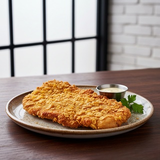 Șniţel de porc în fulgi de porumb