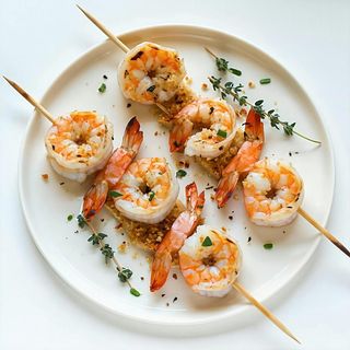 Spiedini di gamberetti alla griglia